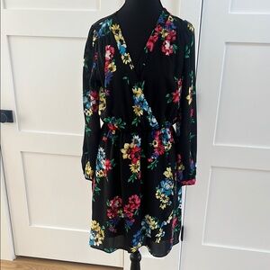 Red and Pink Long Sleeve Wrap Sundress